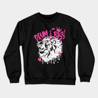 DRUM AND BASS  - Stenciled Lion (white/pink) Crewneck Sweatshirt